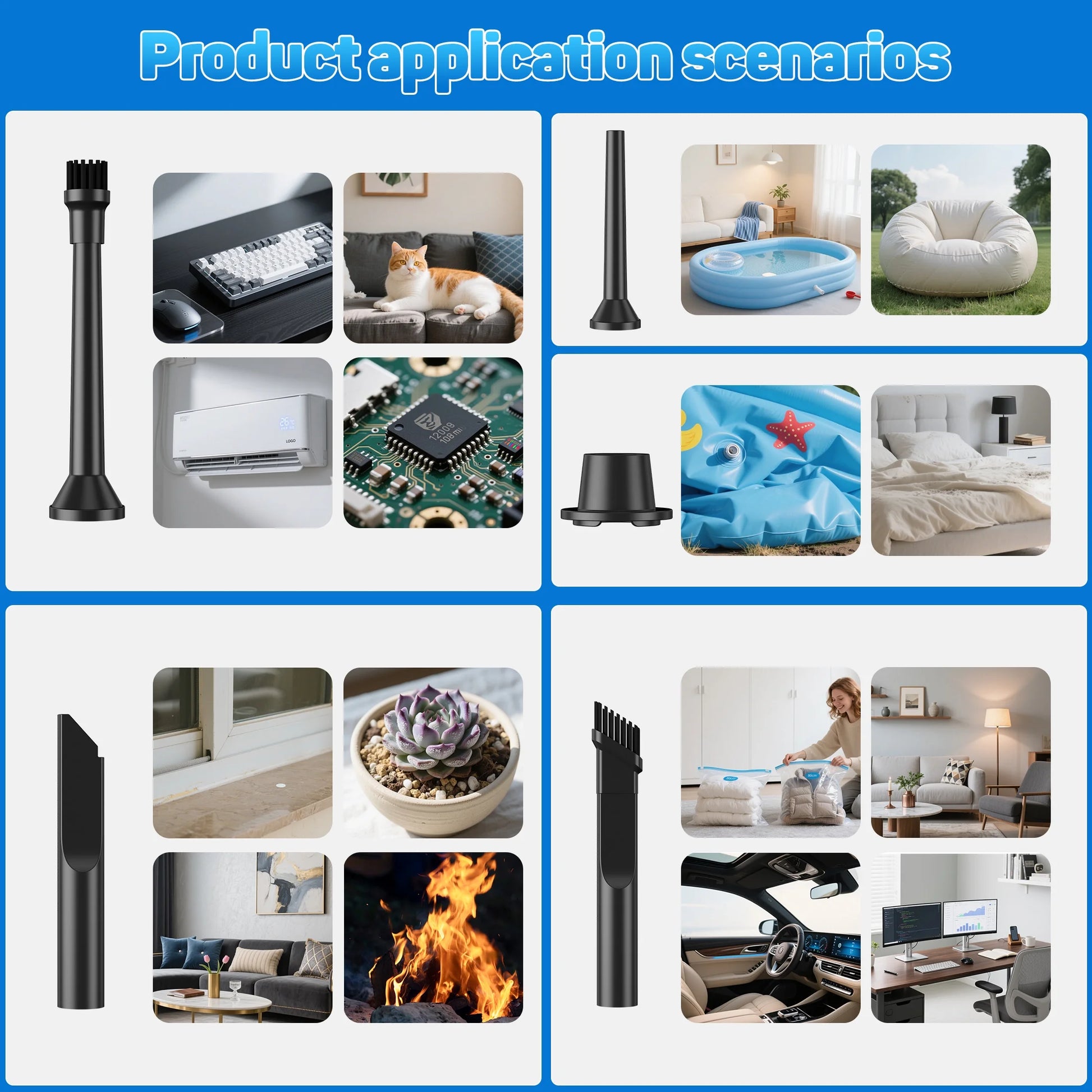 Cordless Handheld Vacuum Cleaner, Small Portable Car Vacuum Cleaner with Window Breaker, 15000Pa Powerful 3-In-1 Portable Handheld Vacuum for Home, Pet and Car